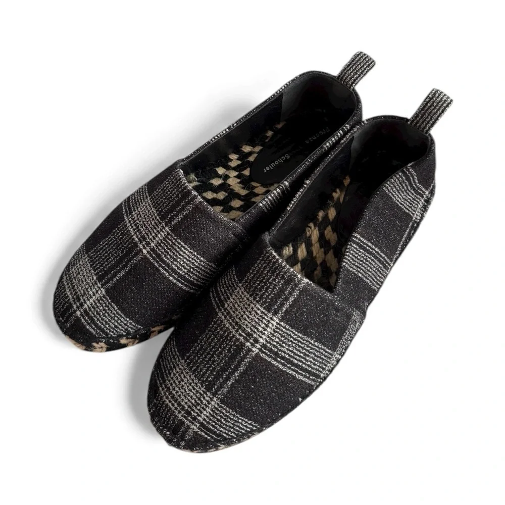 PROENZA SCHOULER black & gray plaid loafers size 39 - Picture 3 of 6